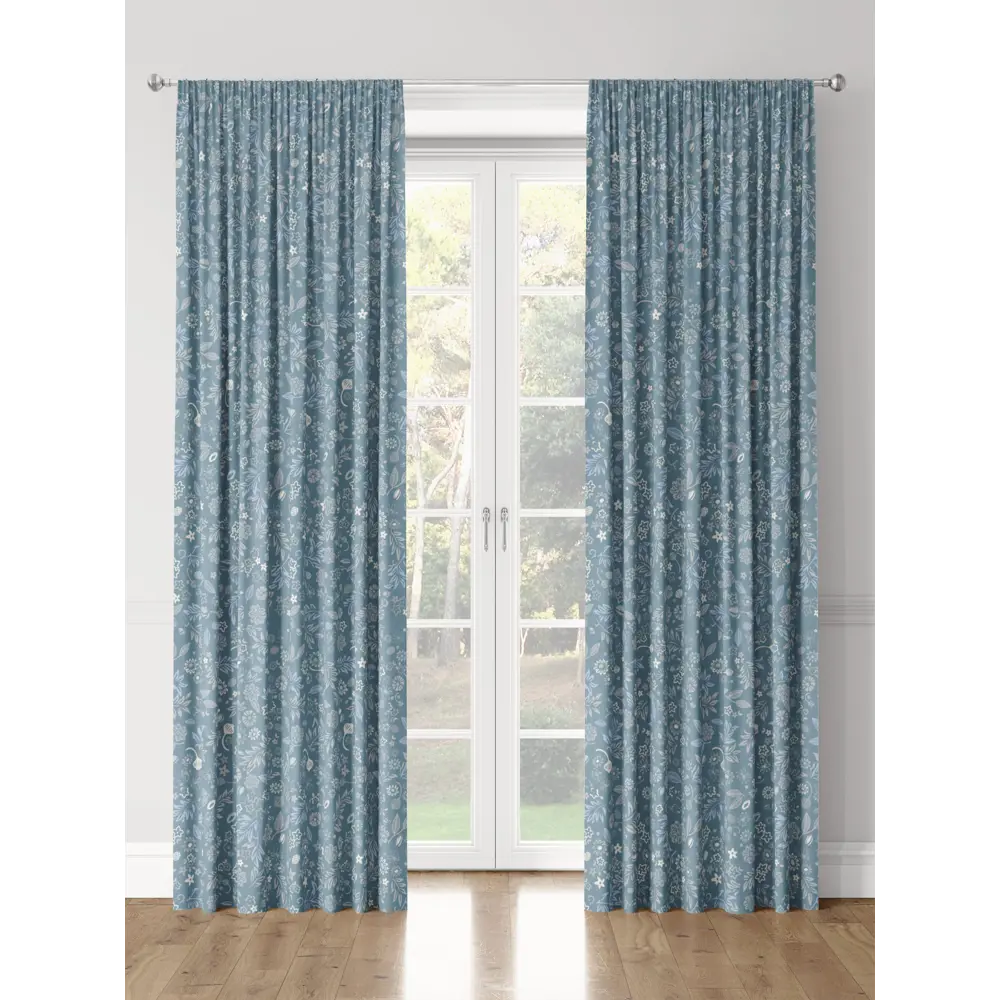 Фото 3 Комплект штор на шторной ленте Decoracion Коруши 145x275 см цвет синий серый Фото 3 Комплект штор на шторной ленте Decoracion Коруши 145x275 см цвет синий серый