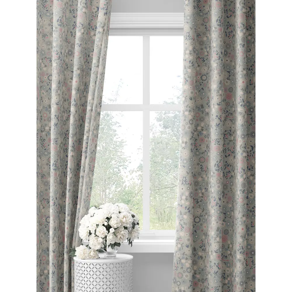 Фото Комплект штор на шторной ленте Decoracion Фафи 145x275 см цвет серый розовый кремовый Фото Комплект штор на шторной ленте Decoracion Фафи 145x275 см цвет серый розовый кремовый
