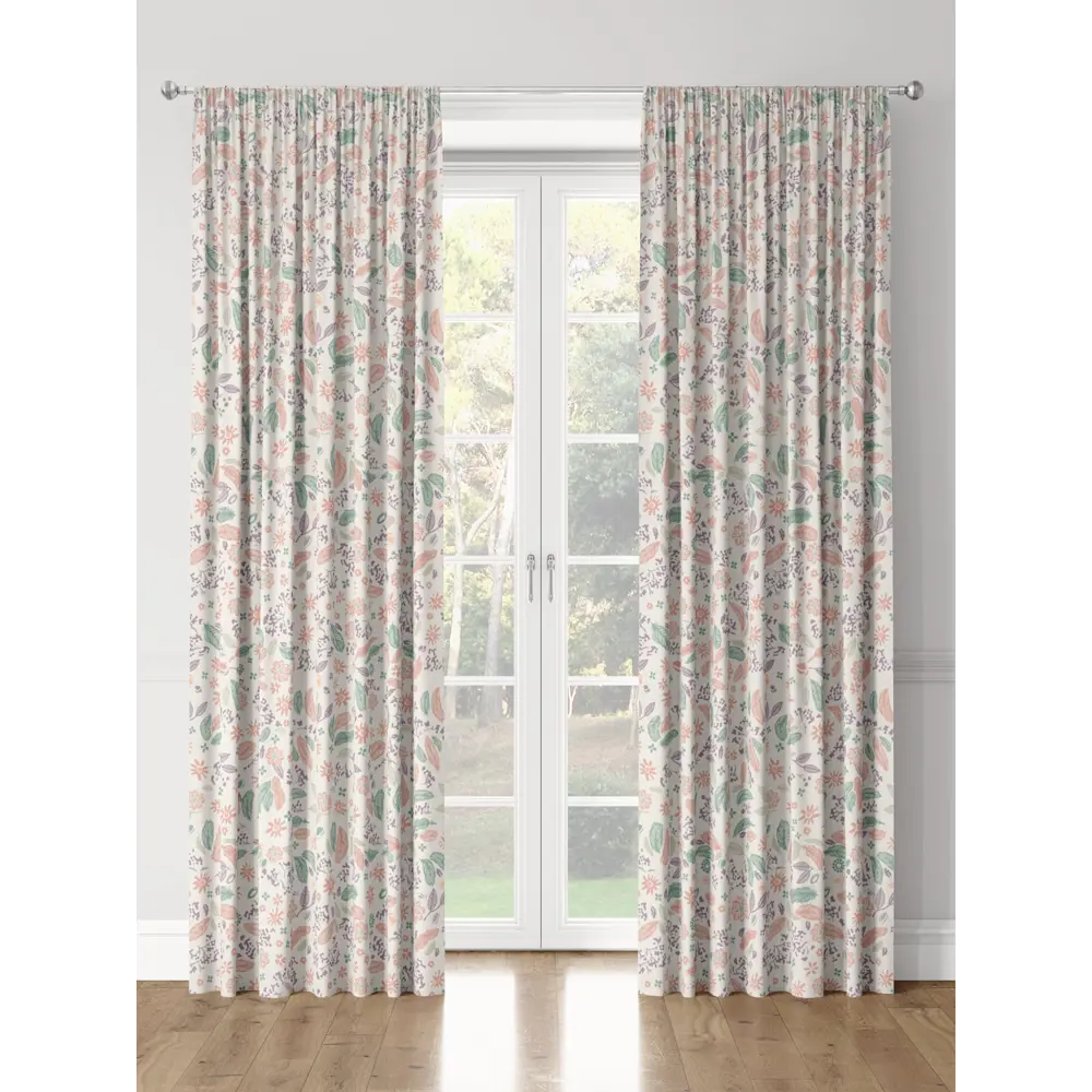 Фото 3 Комплект штор на шторной ленте Decoracion Ботикаш 145x275 см цвет зеленый оранжевый светло-бежевый