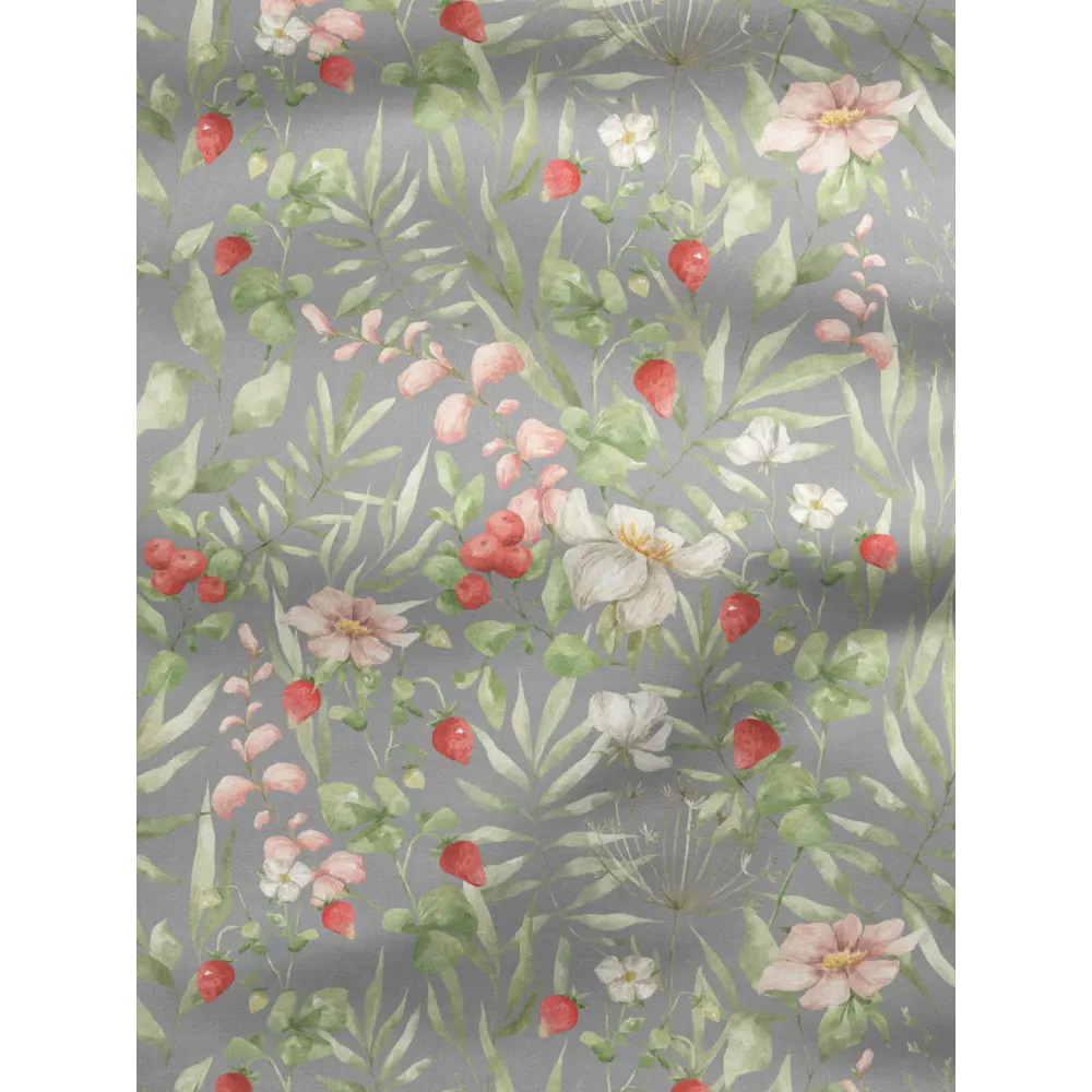 Фото 2 Комплект штор на шторной ленте Decoracion Ягодки-клубнички 145x275 см цвет серый зеленый красный Фото 2 Комплект штор на шторной ленте Decoracion Ягодки-клубнички 145x275 см цвет серый зеленый красный