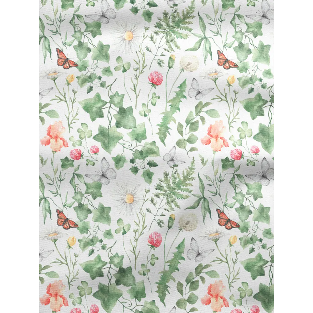 Фото 2 Комплект штор на шторной ленте Decoracion Бабочки в ромашках 145x275 см цвет белый зеленый красный Фото 2 Комплект штор на шторной ленте Decoracion Бабочки в ромашках 145x275 см цвет белый зеленый красный