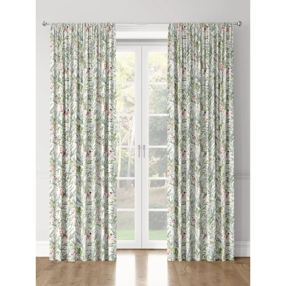 Фото 3 Комплект штор на шторной ленте Decoracion Скоро зима 145x275 см цвет белый зеленый Фото 3 Комплект штор на шторной ленте Decoracion Скоро зима 145x275 см цвет белый зеленый