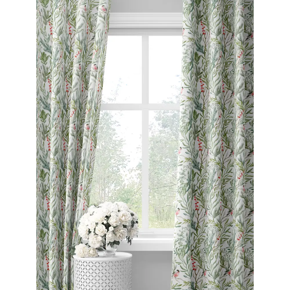Фото Комплект штор на шторной ленте Decoracion Скоро зима 145x275 см цвет белый зеленый Фото Комплект штор на шторной ленте Decoracion Скоро зима 145x275 см цвет белый зеленый