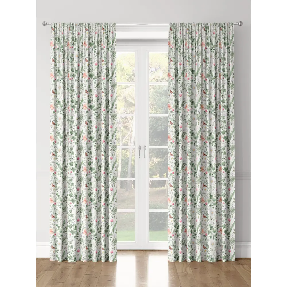 Фото 3 Комплект штор на шторной ленте Decoracion Бабочки в ромашках 145x275 см цвет белый зеленый красный Фото 3 Комплект штор на шторной ленте Decoracion Бабочки в ромашках 145x275 см цвет белый зеленый красный