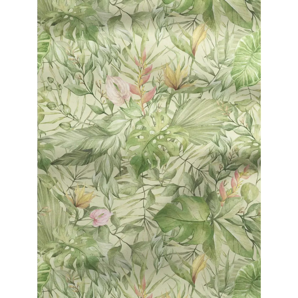 Фото 2 Комплект штор на шторной ленте Decoracion Листья монстеры 145x275 см цвет зеленый Фото 2 Комплект штор на шторной ленте Decoracion Листья монстеры 145x275 см цвет зеленый