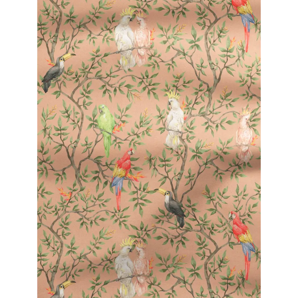 Фото 2 Комплект штор на шторной ленте Decoracion Царство птиц 145x275 см цвет зеленый розовый Фото 2 Комплект штор на шторной ленте Decoracion Царство птиц 145x275 см цвет зеленый розовый