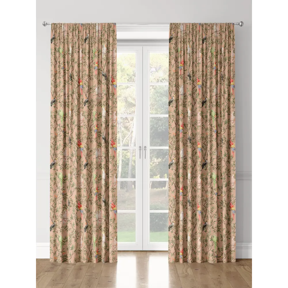 Фото 3 Комплект штор на шторной ленте Decoracion Царство птиц 145x275 см цвет зеленый розовый Фото 3 Комплект штор на шторной ленте Decoracion Царство птиц 145x275 см цвет зеленый розовый