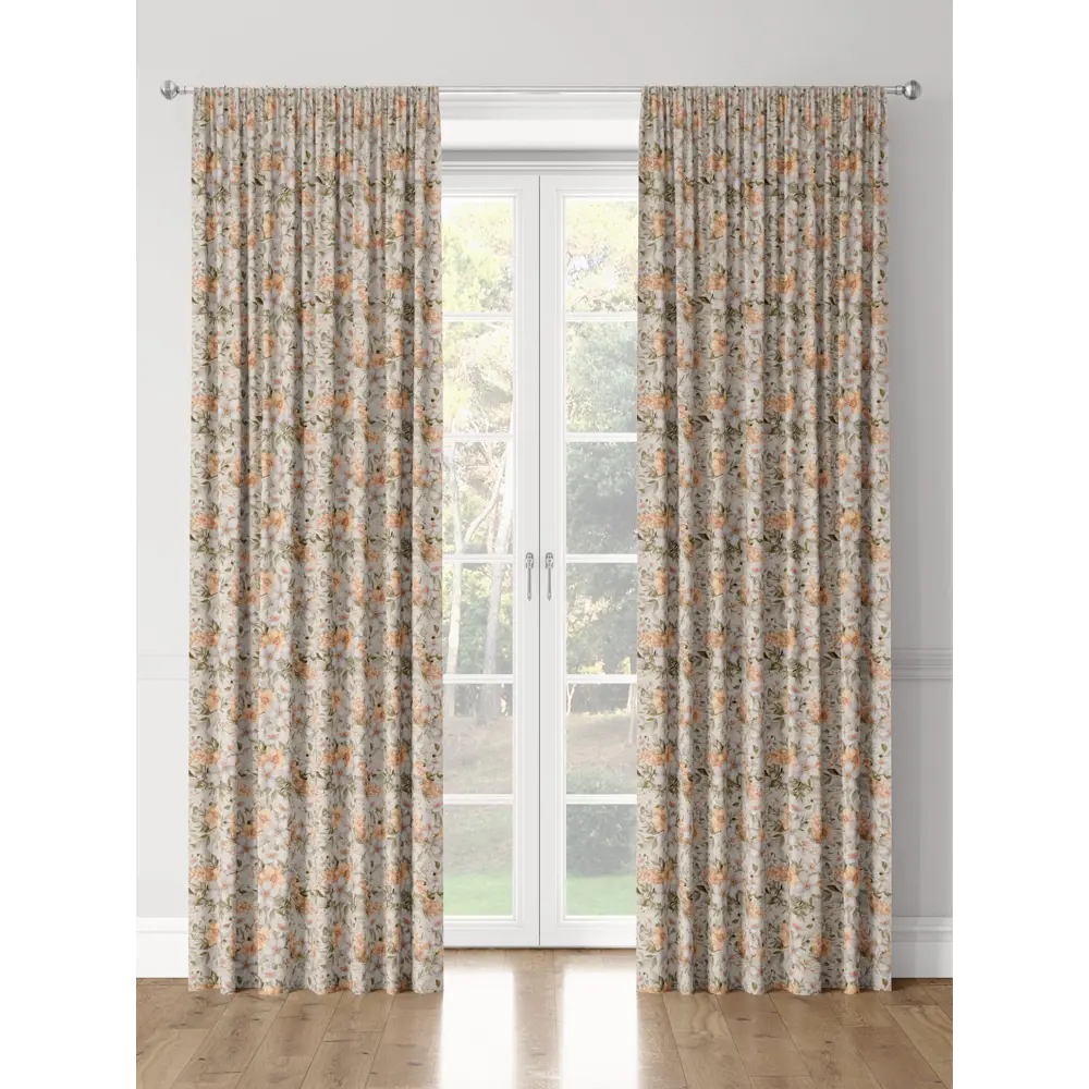Фото 3 Комплект штор на шторной ленте Decoracion Нарциссы и мимоза 145x275 см цвет серый оранжевый Фото 3 Комплект штор на шторной ленте Decoracion Нарциссы и мимоза 145x275 см цвет серый оранжевый