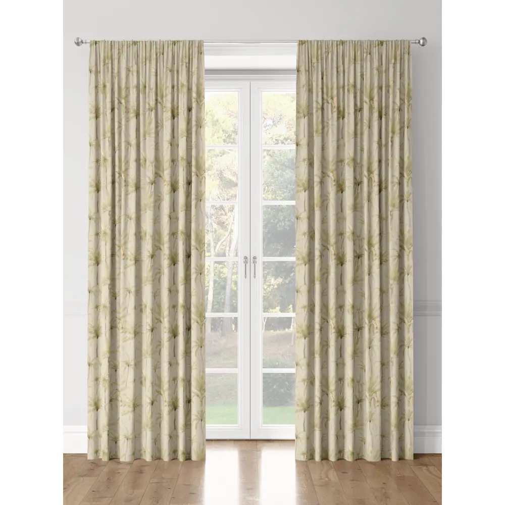 Фото 3 Комплект штор на шторной ленте Decoracion Изящные пальмы 145x275 см цвет бежевый оливковый Фото 3 Комплект штор на шторной ленте Decoracion Изящные пальмы 145x275 см цвет бежевый оливковый