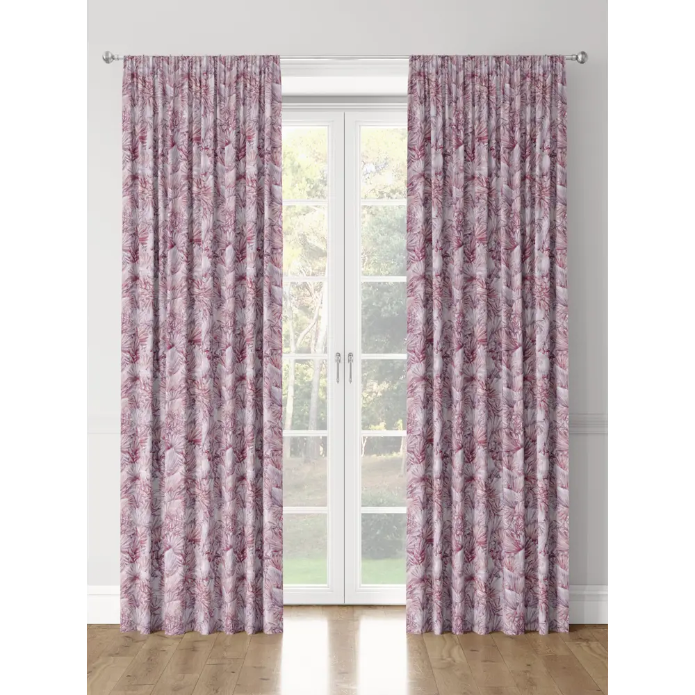 Фото 3 Комплект штор на шторной ленте Decoracion Тропический рай 145x275 см цвет фиолетовый бордовый Фото 3 Комплект штор на шторной ленте Decoracion Тропический рай 145x275 см цвет фиолетовый бордовый