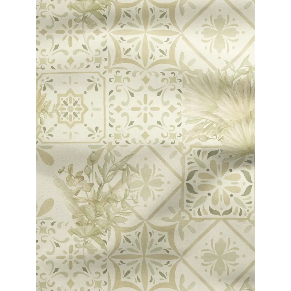 Фото 2 Комплект штор на шторной ленте Decoracion Узорная плитка 145x275 см цвет бежевый Фото 2 Комплект штор на шторной ленте Decoracion Узорная плитка 145x275 см цвет бежевый