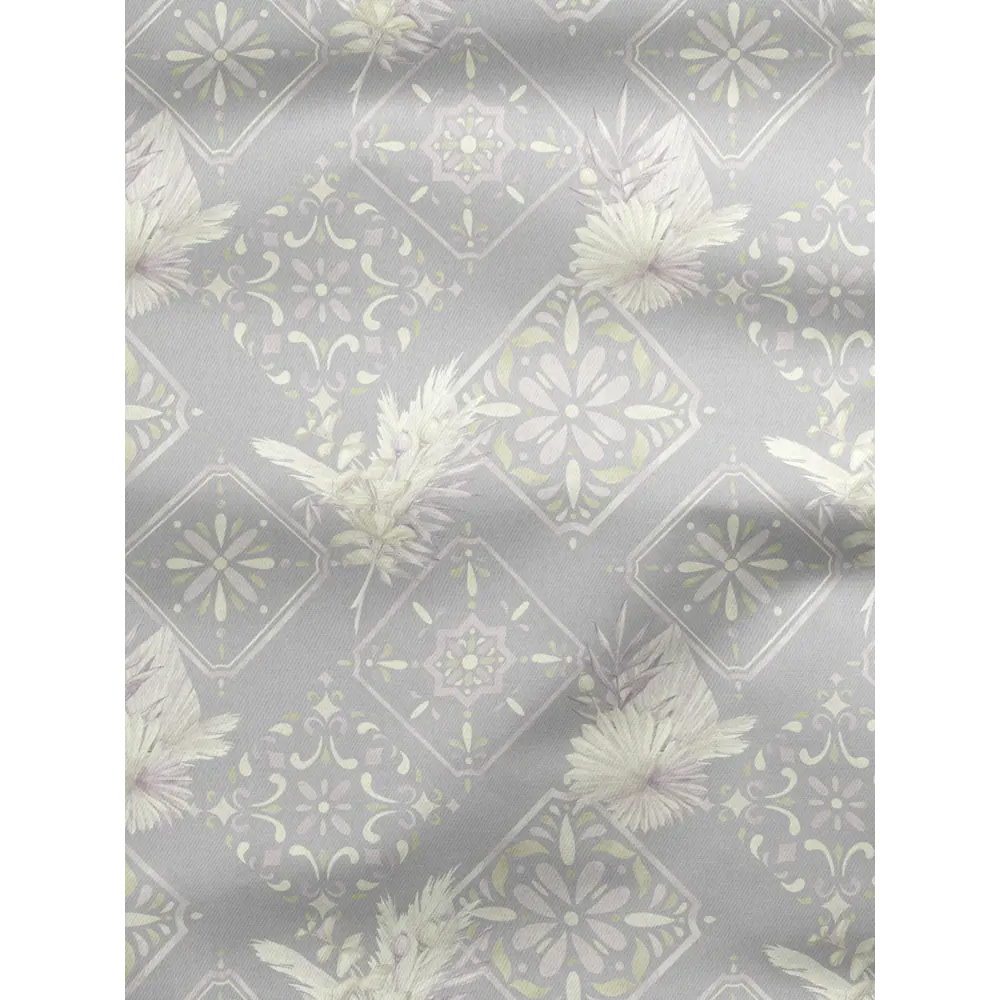Фото 2 Комплект штор на шторной ленте Decoracion Ромбы с узорами 145x275 см цвет серый зеленый Фото 2 Комплект штор на шторной ленте Decoracion Ромбы с узорами 145x275 см цвет серый зеленый