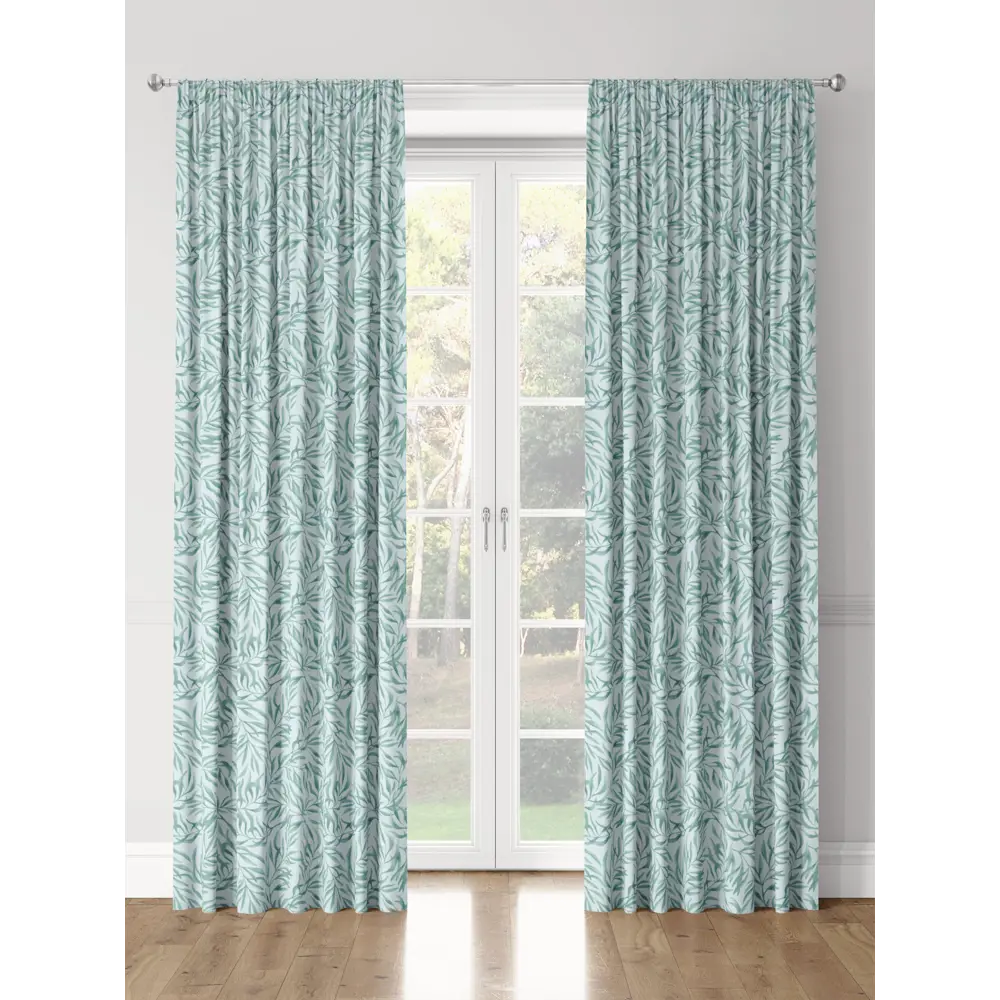 Фото 3 Комплект штор на шторной ленте Decoracion Лесная симфония 145x275 см цвет голубой бирюзовый Фото 3 Комплект штор на шторной ленте Decoracion Лесная симфония 145x275 см цвет голубой бирюзовый