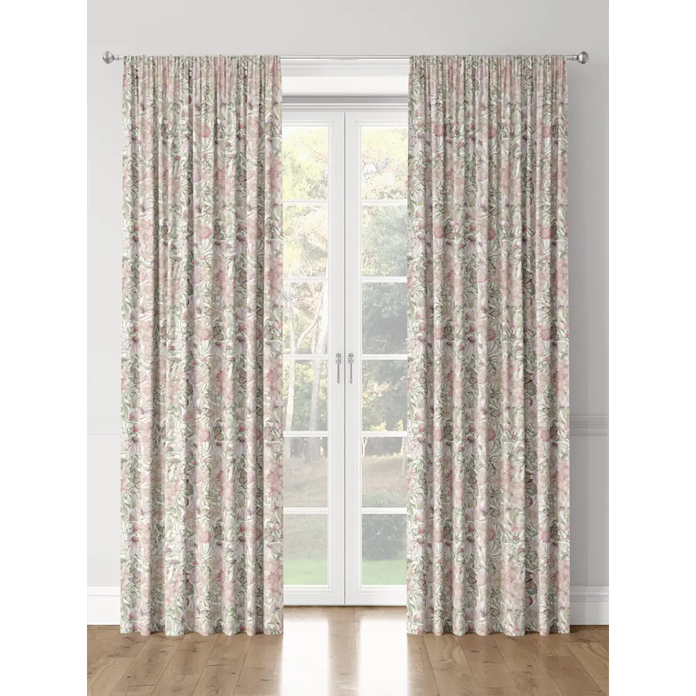 Фото 3 Комплект штор на шторной ленте Decoracion Цветочный рай 145x275 см цвет белый зеленый розовый Фото 3 Комплект штор на шторной ленте Decoracion Цветочный рай 145x275 см цвет белый зеленый розовый