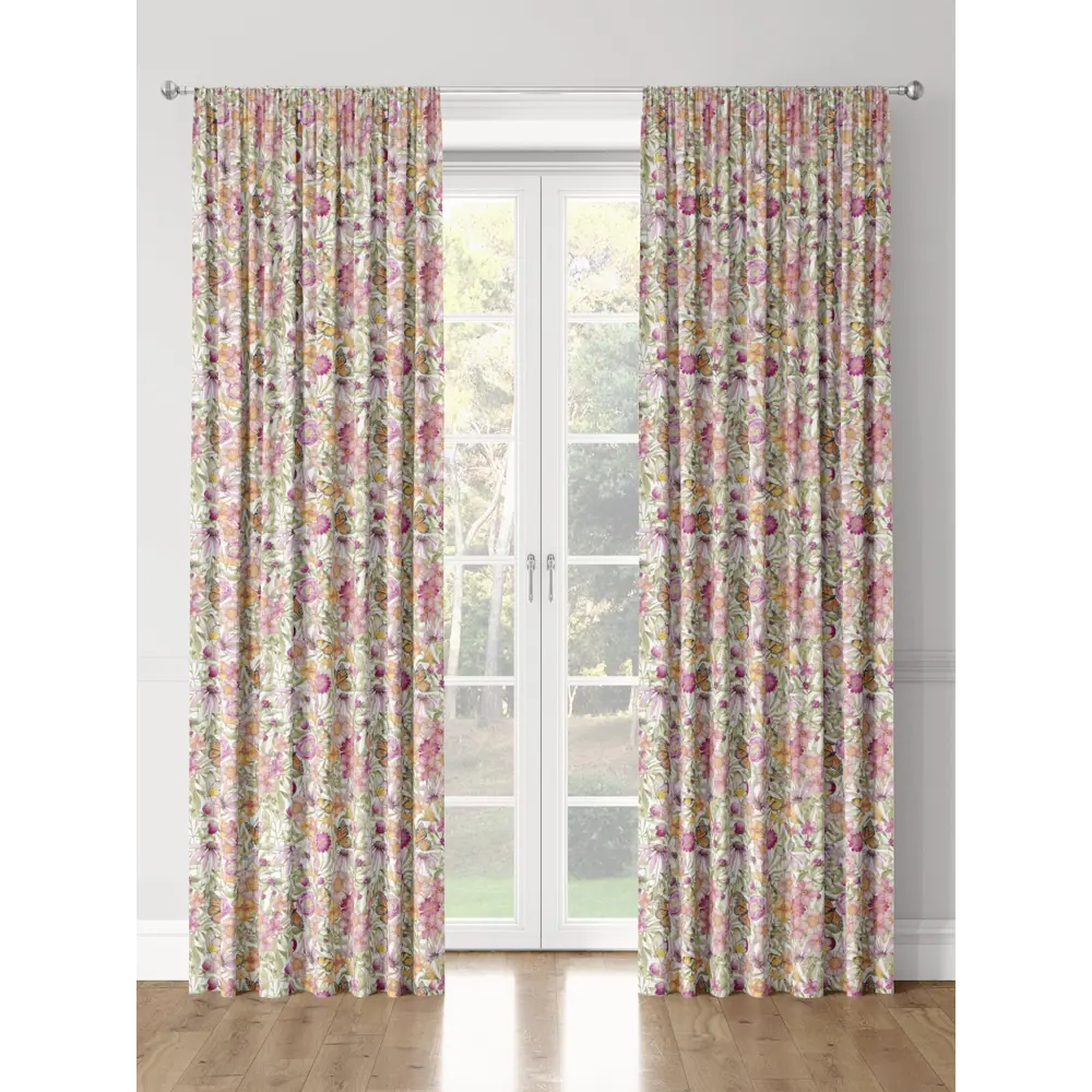 Фото 3 Комплект штор на шторной ленте Decoracion Цветочный рай 145x275 см цвет белый оранжевый лиловый Фото 3 Комплект штор на шторной ленте Decoracion Цветочный рай 145x275 см цвет белый оранжевый лиловый
