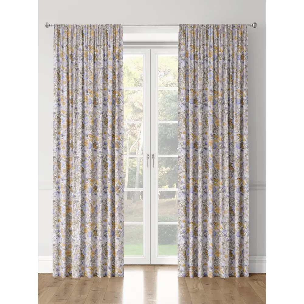 Фото 3 Комплект штор на шторной ленте Decoracion Цветочный рай 145x275 см цвет серый оранжевый сиреневый