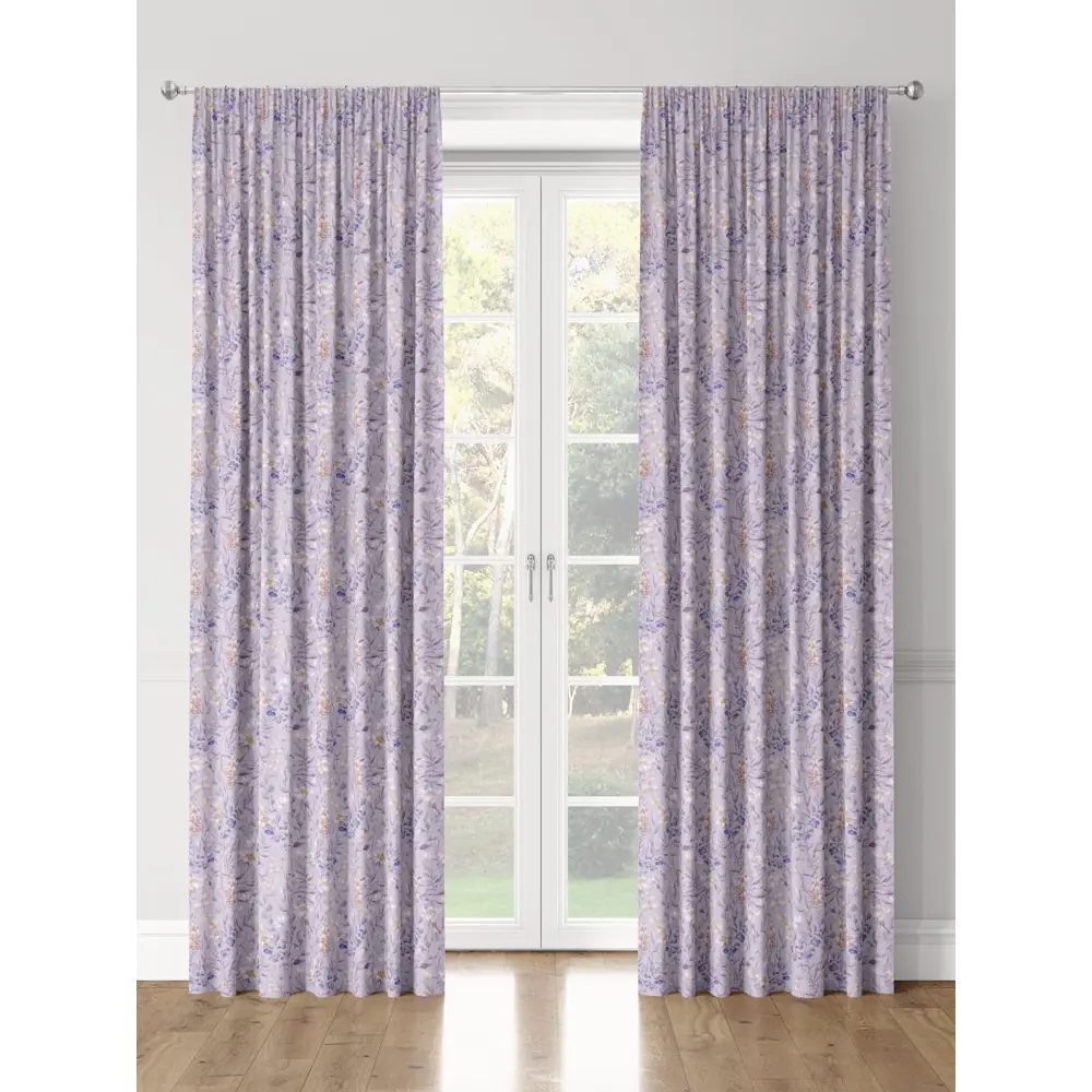 Фото 3 Комплект штор на шторной ленте Decoracion Летняя свежесть 145x275 см цвет фиолетовый сиреневый Фото 3 Комплект штор на шторной ленте Decoracion Летняя свежесть 145x275 см цвет фиолетовый сиреневый