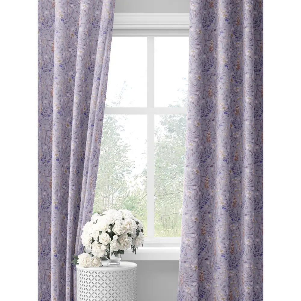 Фото Комплект штор на шторной ленте Decoracion Летняя свежесть 145x275 см цвет фиолетовый сиреневый Фото Комплект штор на шторной ленте Decoracion Летняя свежесть 145x275 см цвет фиолетовый сиреневый