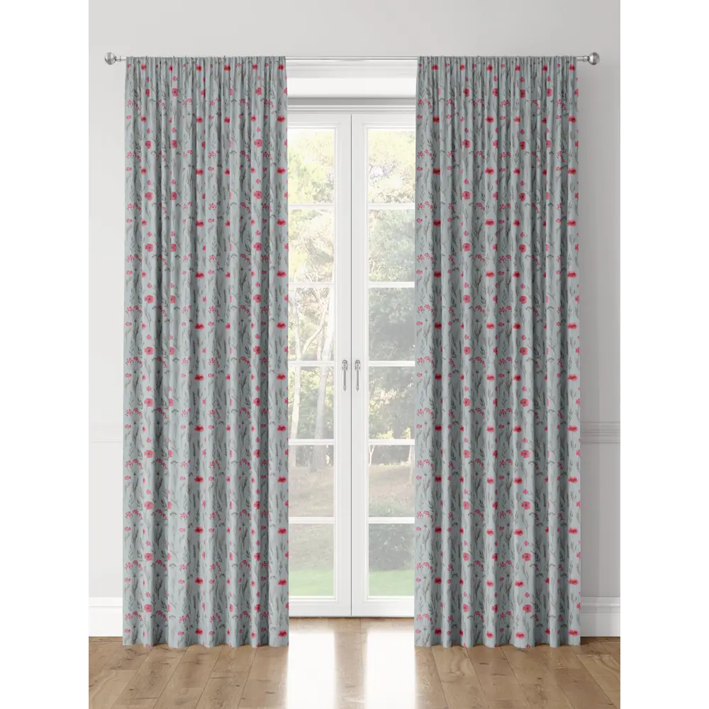 Фото 3 Комплект штор на шторной ленте Decoracion Маковая полянка 145x275 см цвет серый красный Фото 3 Комплект штор на шторной ленте Decoracion Маковая полянка 145x275 см цвет серый красный