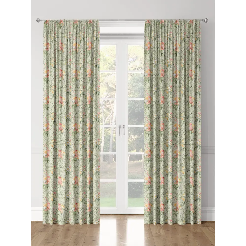 Фото 3 Комплект штор на шторной ленте Decoracion Цветочный букет 145x275 см цвет зеленый красный Фото 3 Комплект штор на шторной ленте Decoracion Цветочный букет 145x275 см цвет зеленый красный