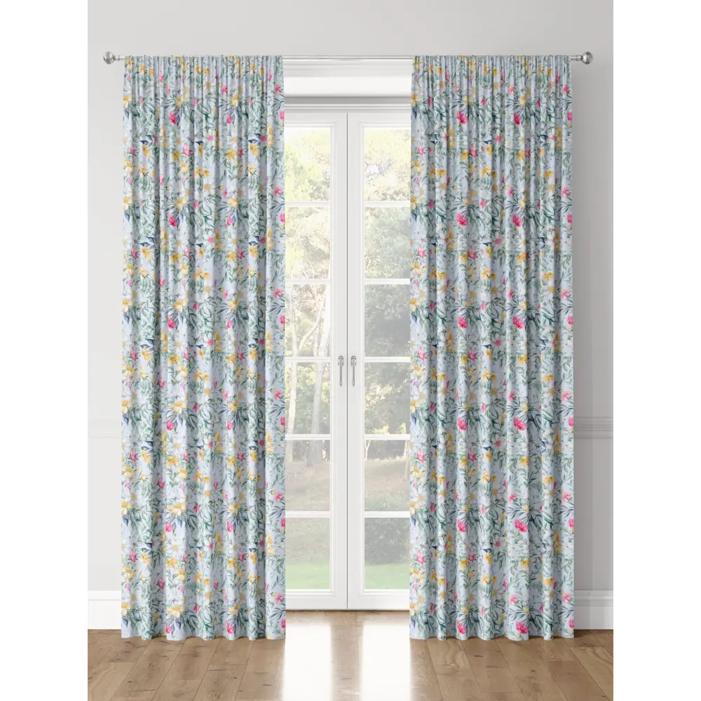 Фото 3 Комплект штор на шторной ленте Decoracion Романтические цветы 145x275 см цвет зеленый желтый голубой