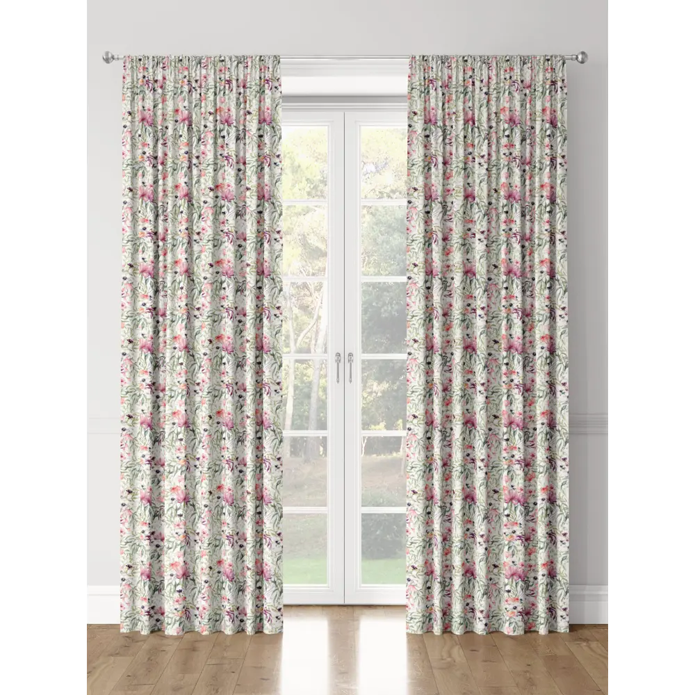 Фото 3 Комплект штор на шторной ленте Decoracion Цветочный калейдоскоп 145x275 см цвет белый зеленый лиловый Фото 3 Комплект штор на шторной ленте Decoracion Цветочный калейдоскоп 145x275 см цвет белый зеленый лиловый