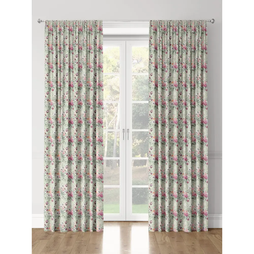 Фото 3 Комплект штор на шторной ленте Decoracion Сладкий инжир 145x275 см цвет зеленый лиловый бирюзовый Фото 3 Комплект штор на шторной ленте Decoracion Сладкий инжир 145x275 см цвет зеленый лиловый бирюзовый