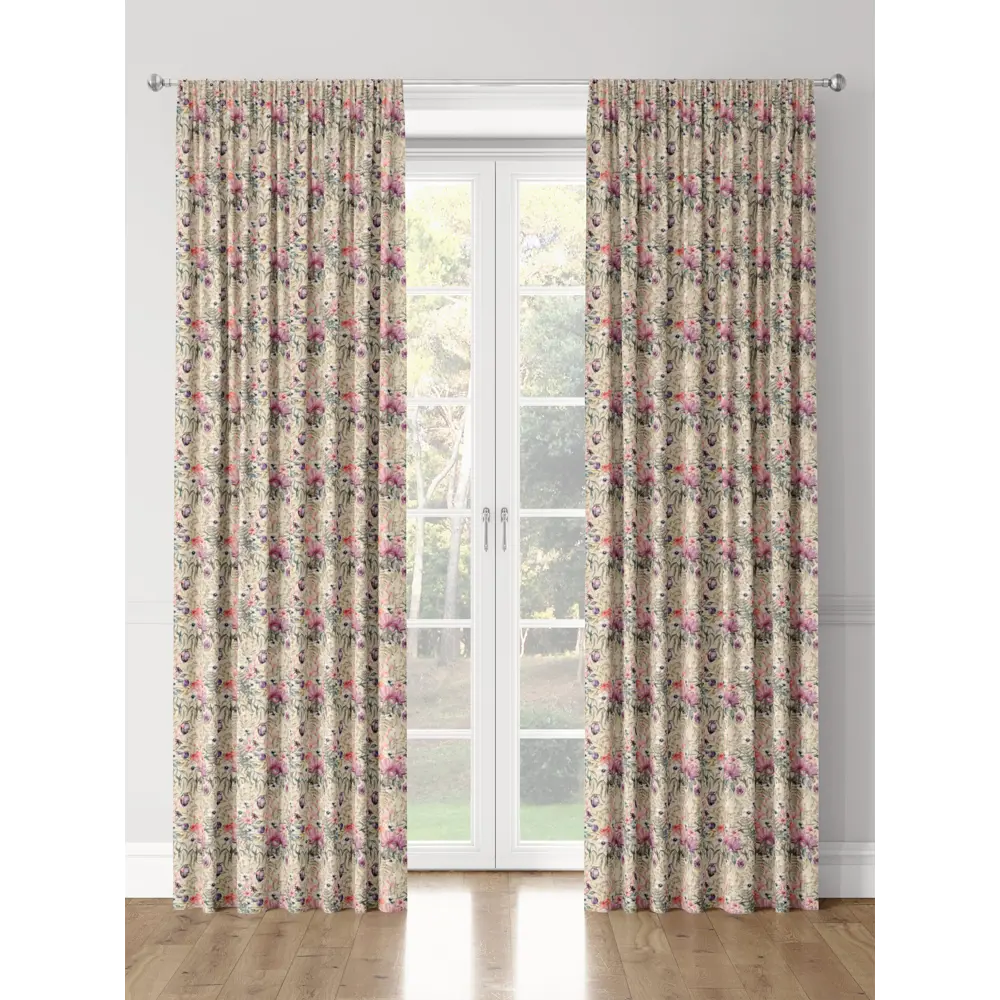 Фото 3 Комплект штор на шторной ленте Decoracion Сладкий инжир 145x275 см цвет бежевый лиловый Фото 3 Комплект штор на шторной ленте Decoracion Сладкий инжир 145x275 см цвет бежевый лиловый