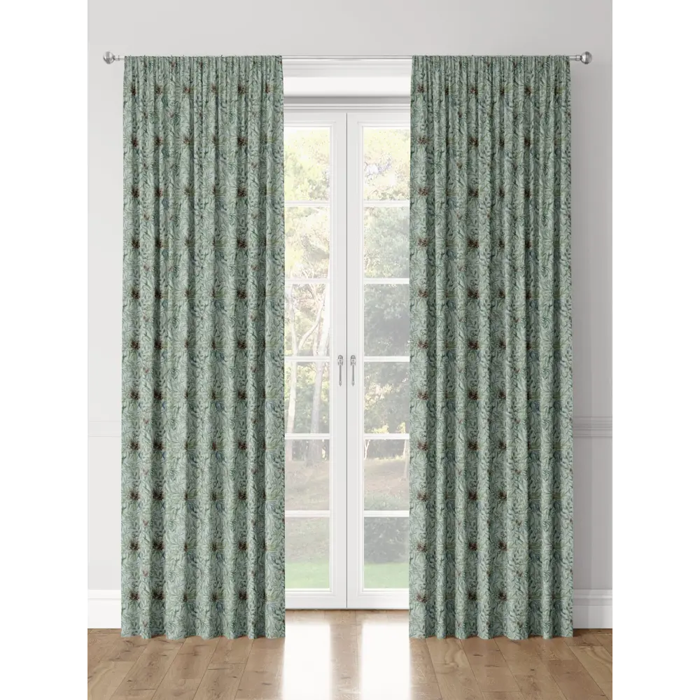 Фото 3 Комплект штор на шторной ленте Decoracion Сосновые шишки 145x275 см цвет бирюзовый Фото 3 Комплект штор на шторной ленте Decoracion Сосновые шишки 145x275 см цвет бирюзовый