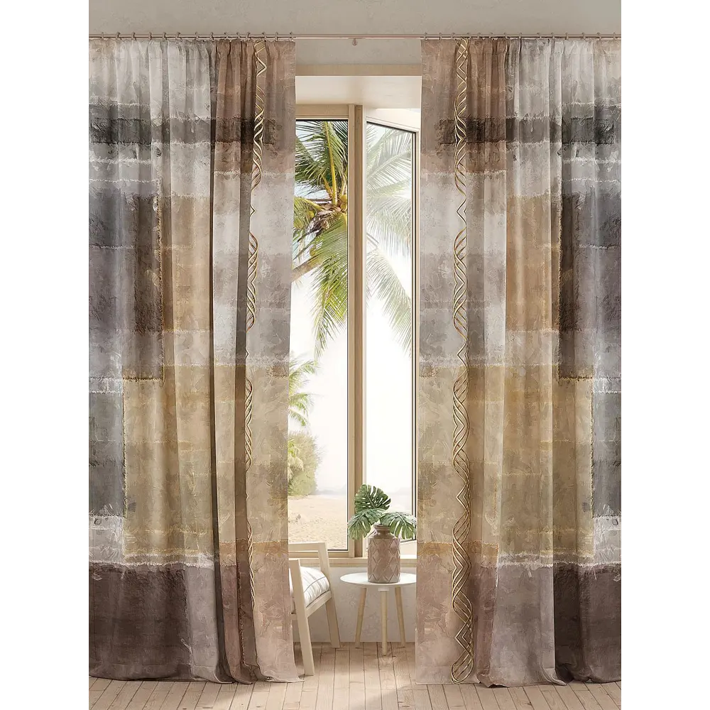 Фото Комплект штор на шторной ленте AT Home Ирменвис 150x260 см цвет бежевый Фото Комплект штор на шторной ленте AT Home Ирменвис 150x260 см цвет бежевый