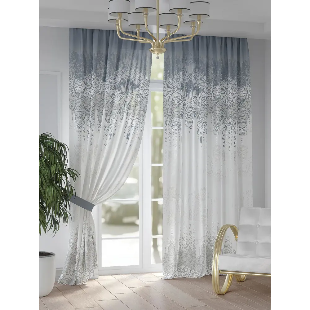 Фото Комплект штор на шторной ленте AT Home Монекрис 150x250 см цвет белый Фото Комплект штор на шторной ленте AT Home Монекрис 150x250 см цвет белый
