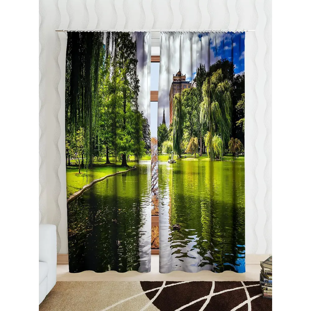 Фото Комплект штор на шторной ленте AT Home В парке 150x260 см цвет разноцветный Фото Комплект штор на шторной ленте AT Home В парке 150x260 см цвет разноцветный