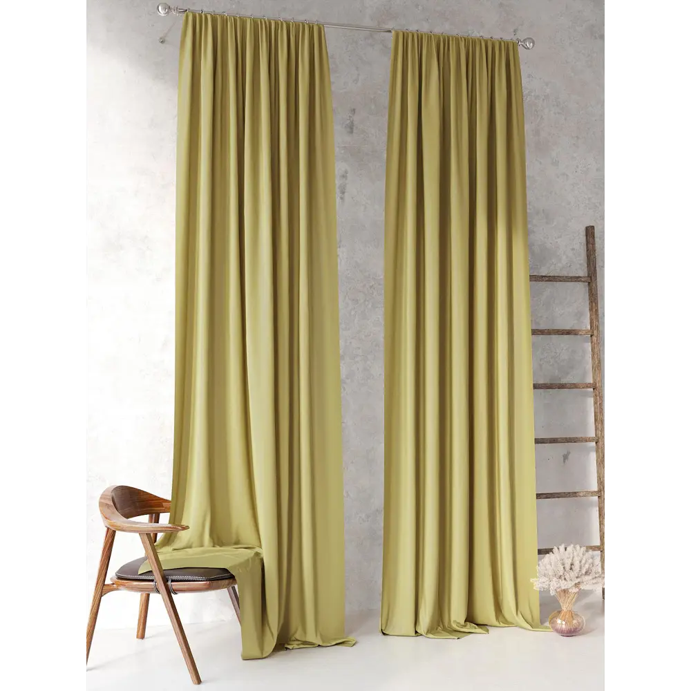 Фото 10 Комплект штор на шторной ленте AT Home Блэки 150x260 см цвет желтый/золото