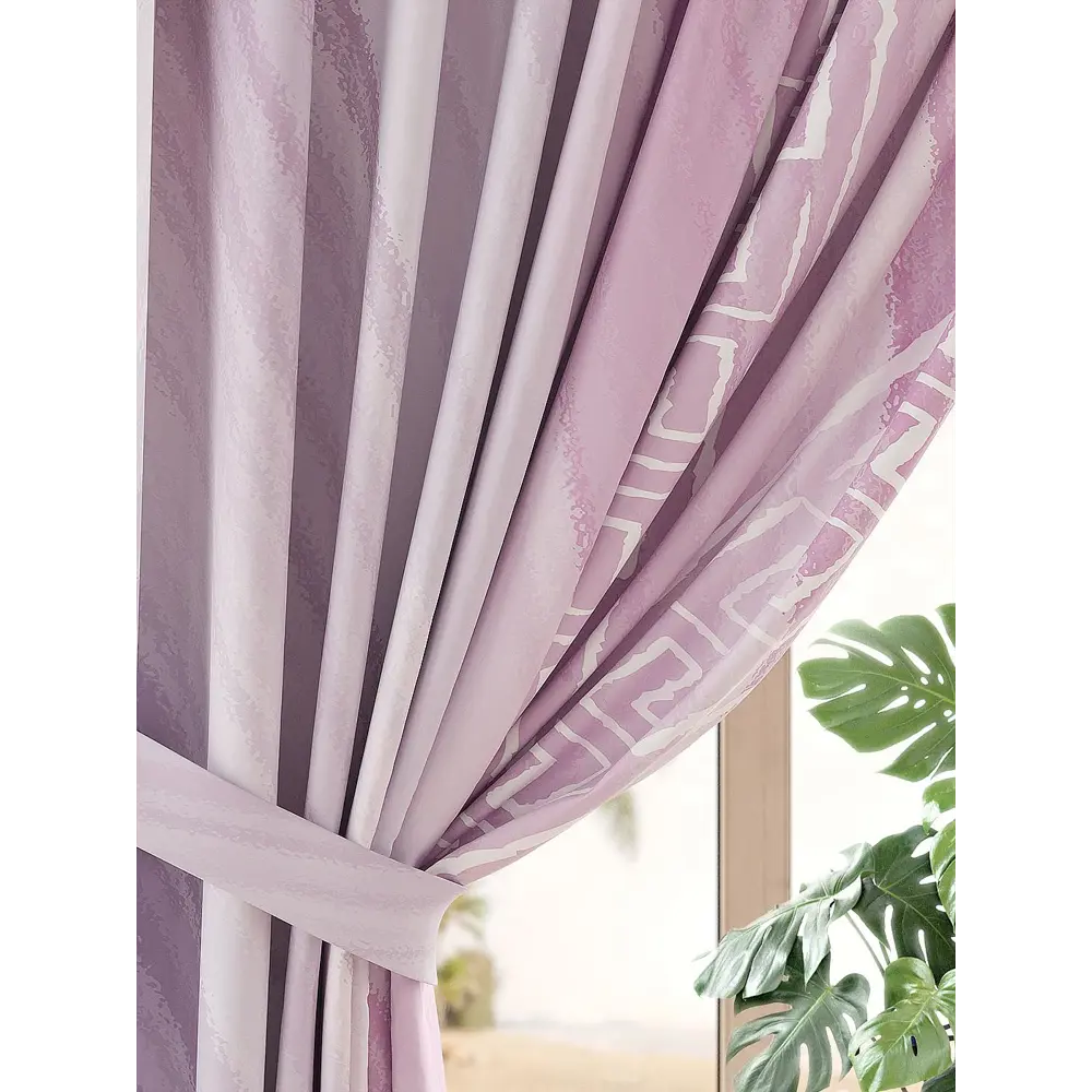 Фото 4 Комплект штор на шторной ленте At Home Клионвирс 150x260 см цвет розовый Фото 4 Комплект штор на шторной ленте At Home Клионвирс 150x260 см цвет розовый