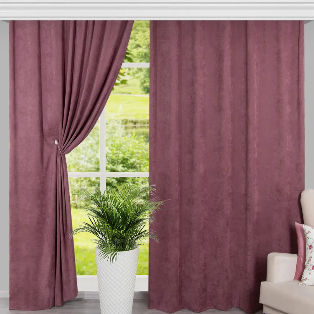 Фото Комплект штор на шторной ленте Altali Марсала 400x80 см цвет бордовый Фото Комплект штор на шторной ленте Altali Марсала 400x80 см цвет бордовый