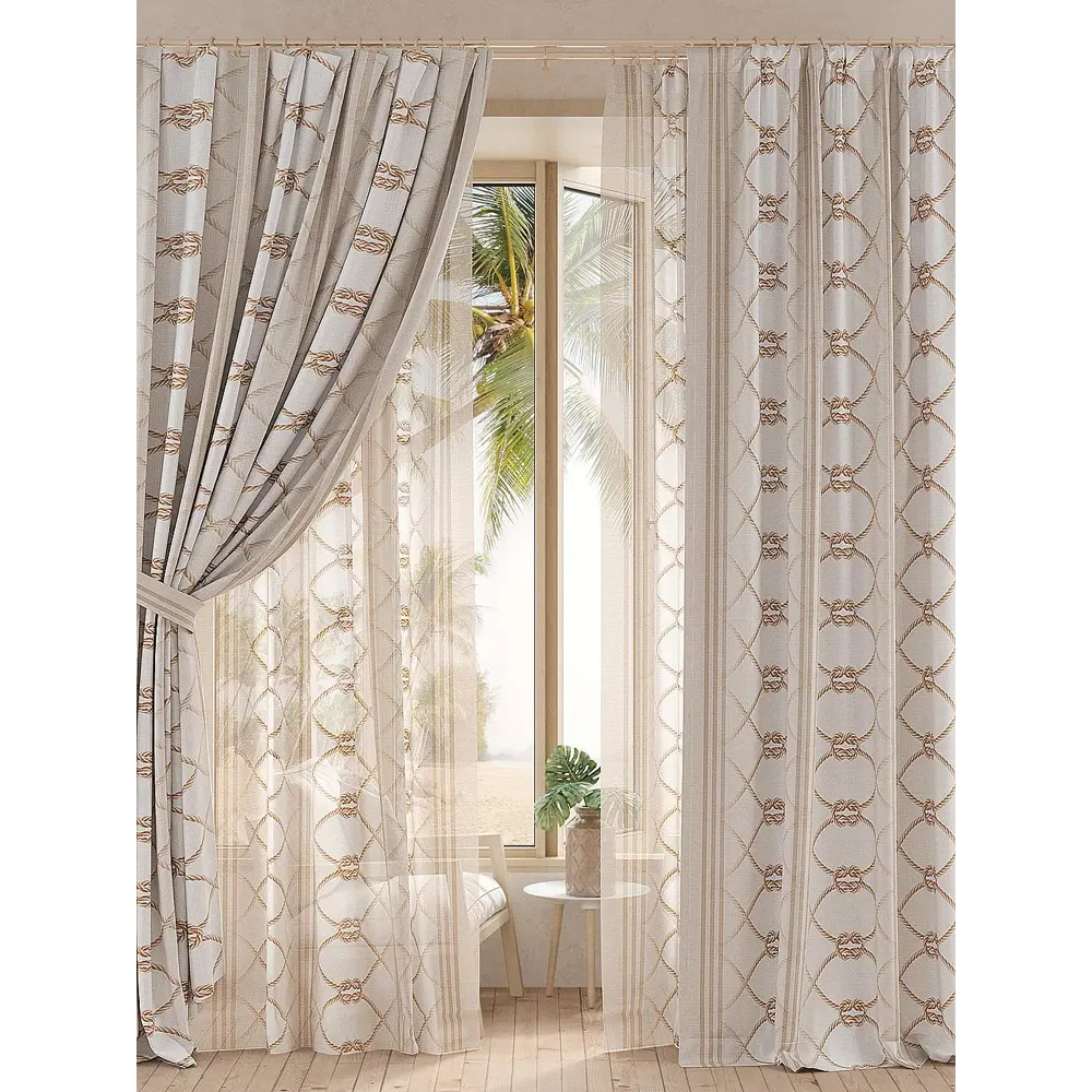 Фото 5 Комплект штор на шторной ленте At Home Гренмирс 150x260 см цвет бежевый Фото 5 Комплект штор на шторной ленте At Home Гренмирс 150x260 см цвет бежевый
