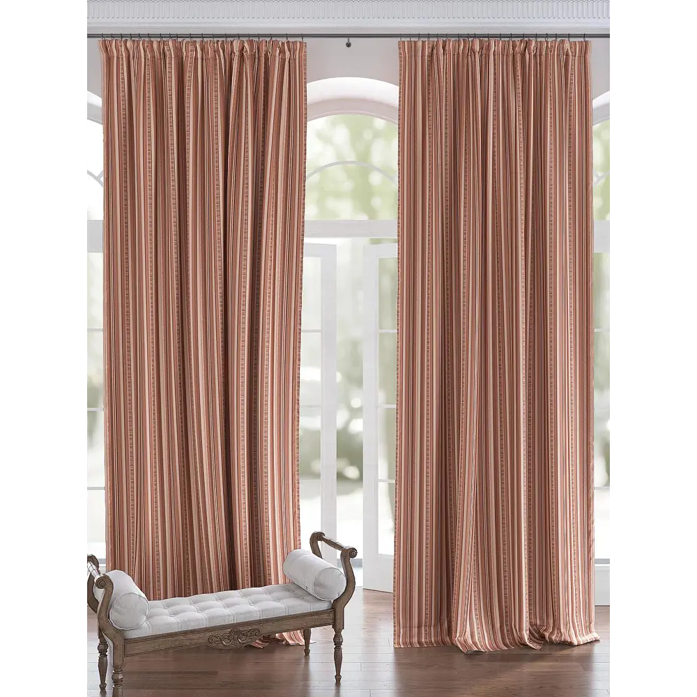 Фото Комплект штор на шторной ленте At Home Макалу 150x280 см цвет терракотовый