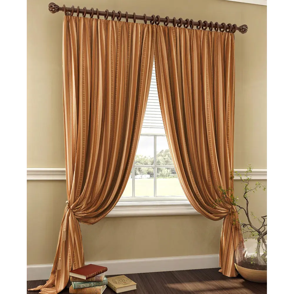 Фото 3 Комплект штор на шторной ленте At Home Макалу 150x280 см цвет терракотовый