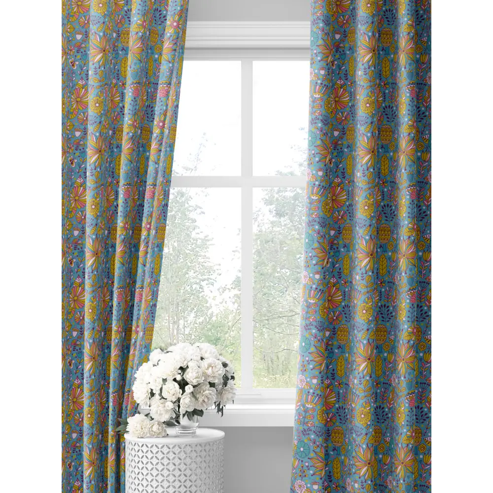 Фото Комплект детских штор с оливковыми рисунками на светло-синем фоне decoracion #33021606, 145x275 x2шт Фото Комплект детских штор с оливковыми рисунками на светло-синем фоне decoracion #33021606, 145x275 x2шт
