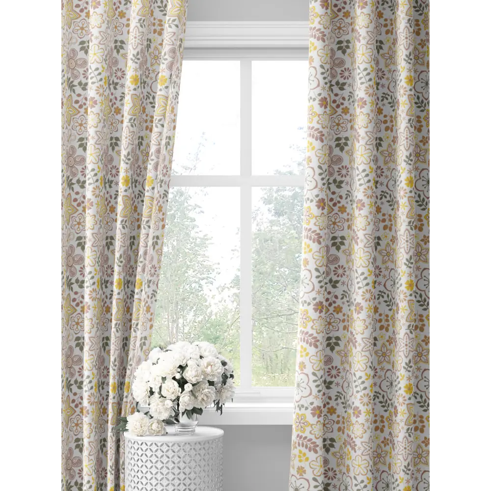 Фото Шторы на шторной ленте decoracion Детские цветочки #33022305, 145x275см, цвет желтый и бежевый Фото Шторы на шторной ленте decoracion Детские цветочки #33022305, 145x275см, цвет желтый и бежевый