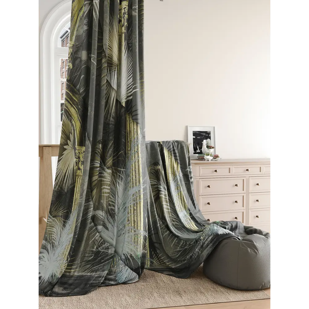 Фото 7 Комплект штор на шторной ленте At Home Шелкрос 150x240 см цвет белый/зеленый/серый Фото 7 Комплект штор на шторной ленте At Home Шелкрос 150x240 см цвет белый/зеленый/серый