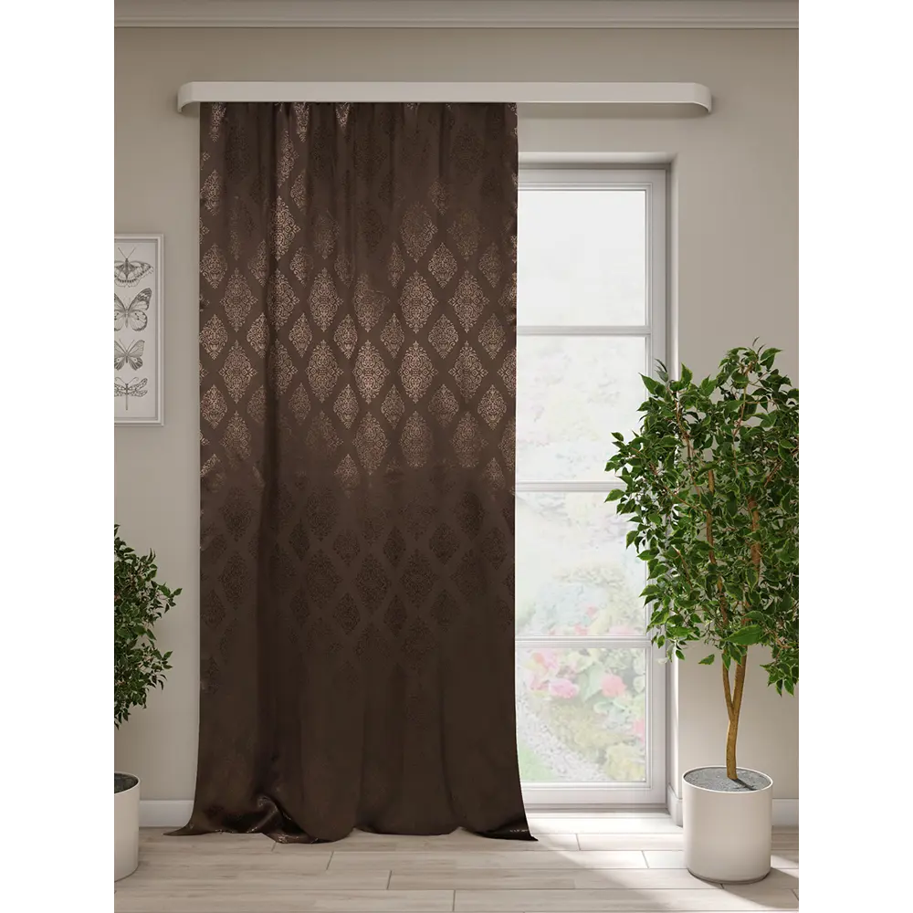 Фото Штора на шторной ленте ТД Текстиль Раяс 140x240 см цвет коричневый Фото Штора на шторной ленте ТД Текстиль Раяс 140x240 см цвет коричневый