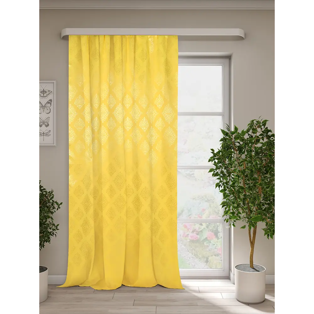 Фото Штора на шторной ленте ТД Текстиль Раяс 140x240 см цвет желтый Фото Штора на шторной ленте ТД Текстиль Раяс 140x240 см цвет желтый