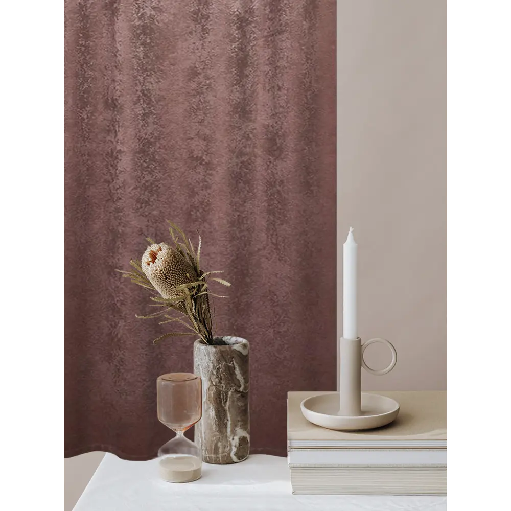 Фото 2 Штора на шторной ленте Witerra канвас-велюр 135x180 см цвет коричневый