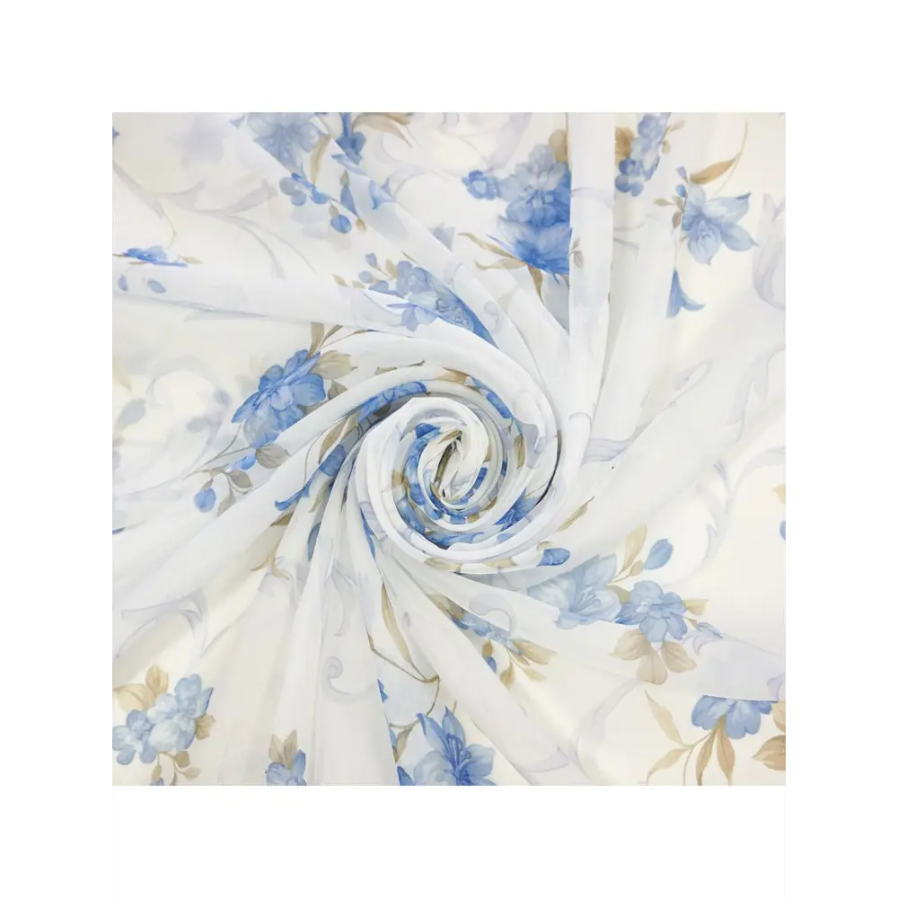 Фото 4 Штора на шторной ленте Witerra Лилии 200x260 см цвет голубой