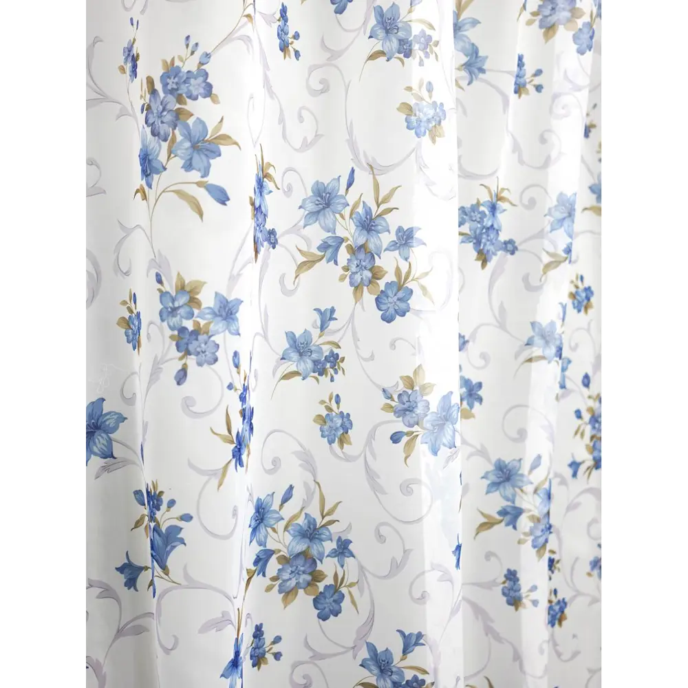 Фото 5 Штора на шторной ленте Witerra Лилии 200x260 см цвет голубой