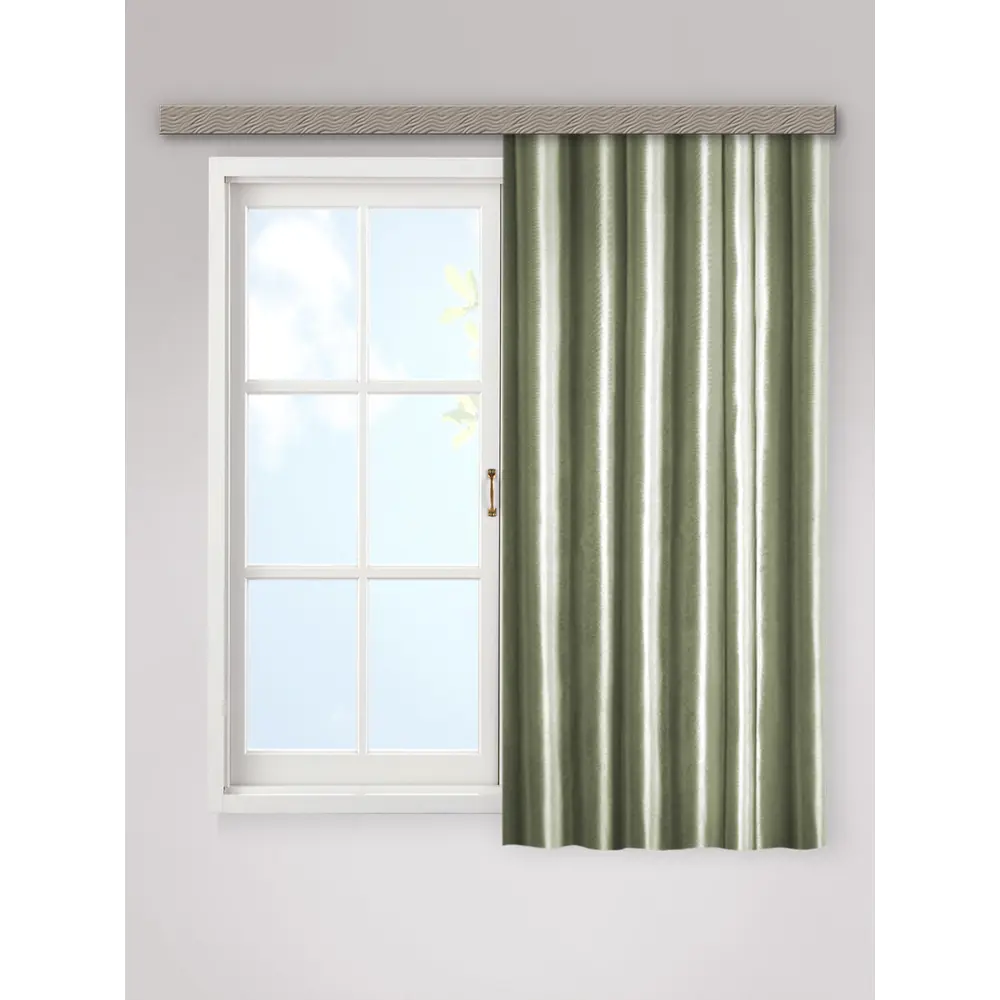 Фото Штора на шторной ленте блэкаут Witerra Элегия 135x180 см цвет фисташковый