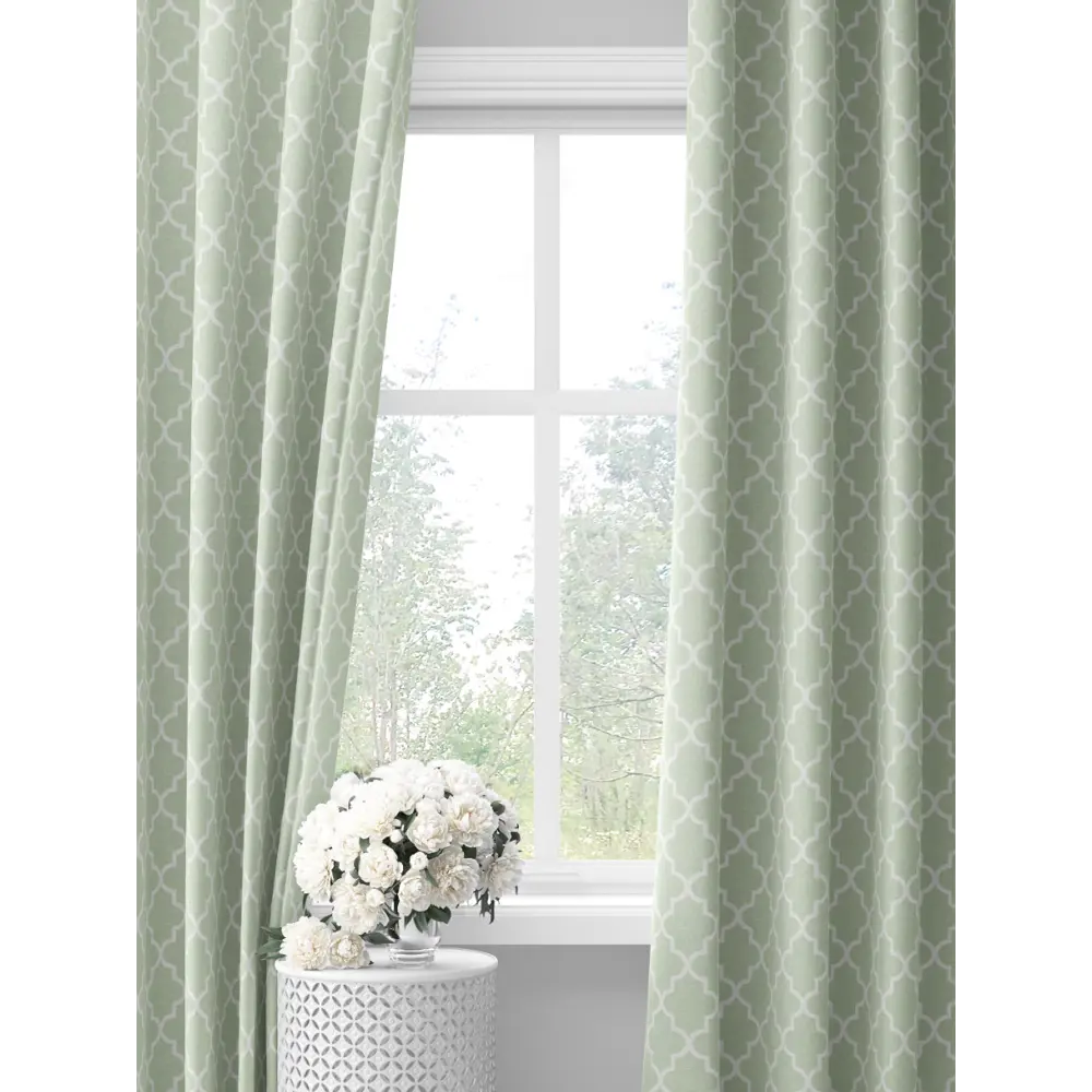 Фото Шторы на шторной ленте decoracion Стильные ромбы #33174404, 145x275см, цвет светло-зеленый и белый Фото Шторы на шторной ленте decoracion Стильные ромбы #33174404, 145x275см, цвет светло-зеленый и белый