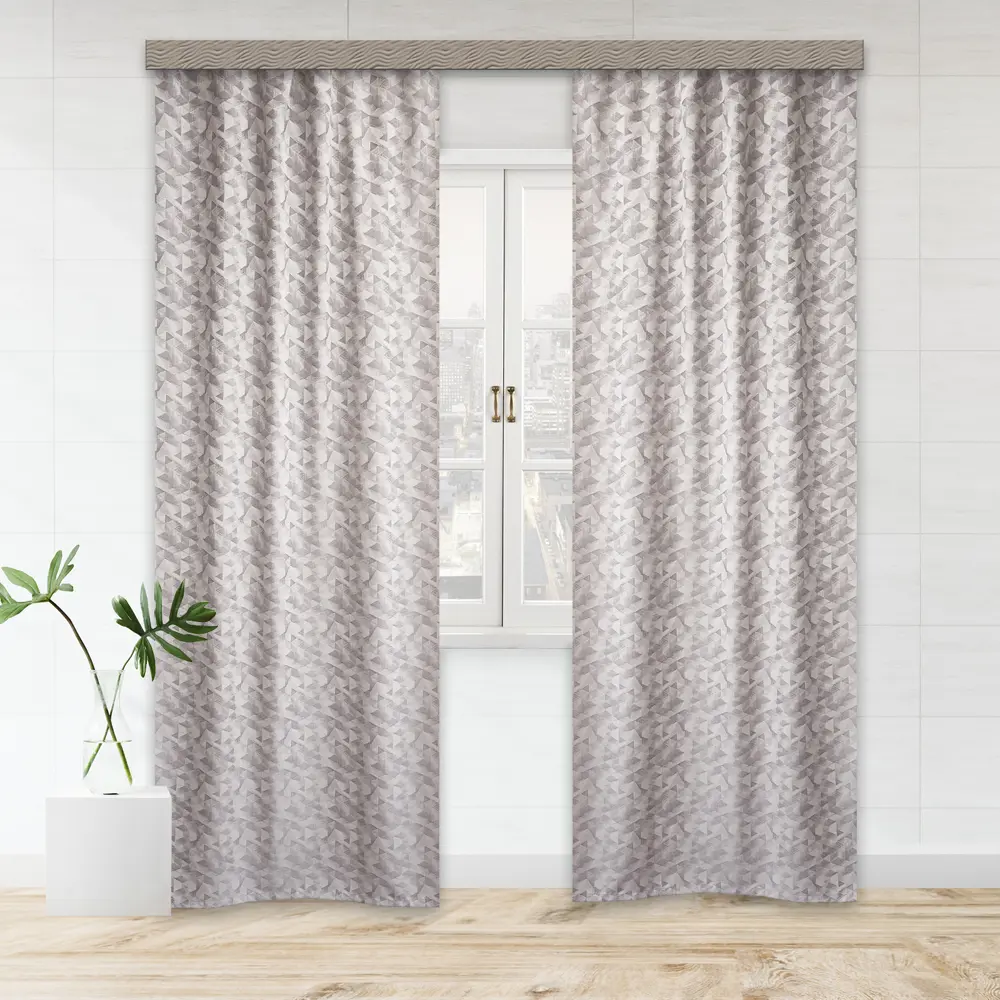 Фото Комплект штор на шторной ленте Witerra Штрих 190x275 см цвет серый