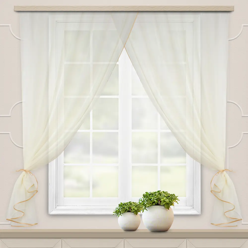 Фото Комплект штор на шторной ленте Witerra для кухни Дуэт 500x180 см цвет шампань Фото Комплект штор на шторной ленте Witerra для кухни Дуэт 500x180 см цвет шампань